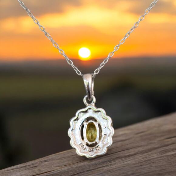 Yellow Cubic Zirconia Pendant Necklace 925 Sterling Silver November Birthdays - Picture 3 of 4
